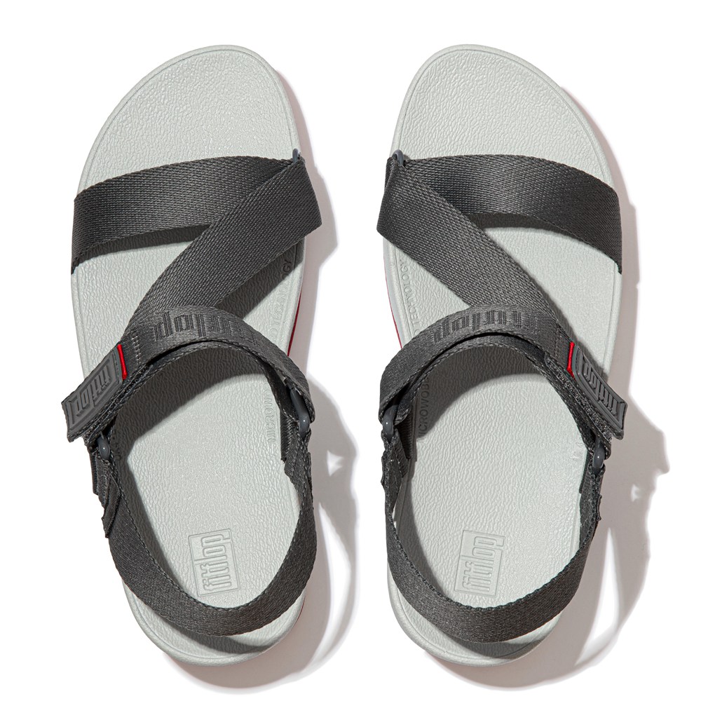 Fitflop Womens Sandals - Surfa Woven Logo Z-strap - Grey - 976-UGLJXZ